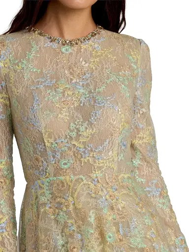 Mac Duggal Women's Embroidered Lace Fit-&-Flare Gown - Beige Multi - Size 18 | Thumbnail 3