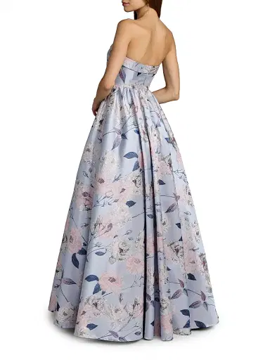 Mac Duggal Women's Floral Brocade Strapless Ball Gown - Blue Multi - Size 16 | Thumbnail 2
