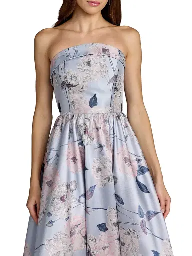 Mac Duggal Women's Floral Brocade Strapless Ball Gown - Blue Multi - Size 16 | Thumbnail 3