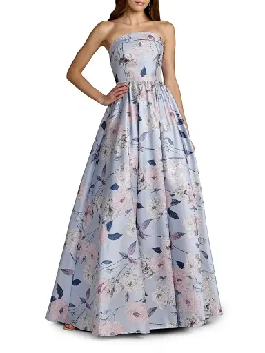 Mac Duggal Women's Floral Brocade Strapless Ball Gown - Blue Multi - Size 16 | Thumbnail 1
