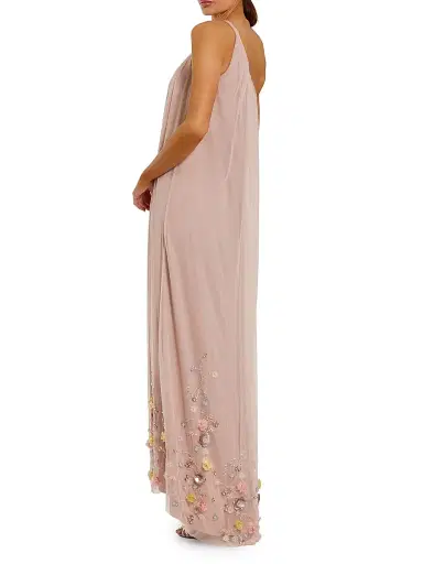 Mac Duggal Women's Embellished Mesh One-Shoulder Trapeze Gown - Rose | Thumbnail 2