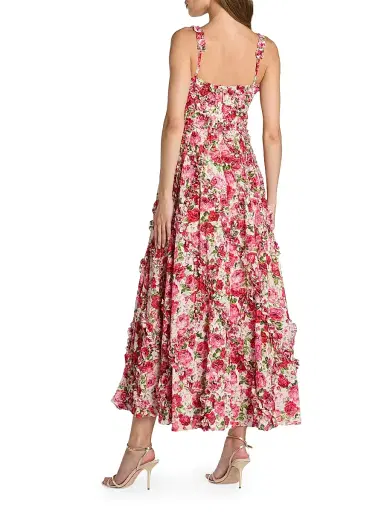 Mac Duggal Women's Petite Floral Ruffled Square-Neck Cotton Maxi Dress - Pink Multi - Size Petite 10 | Thumbnail 2