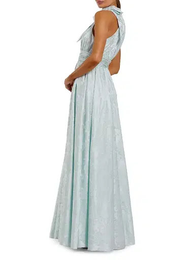 Mac Duggal Women's Floral Brocade Halterneck Gown - Powder Blue - Size 14 | Thumbnail 2