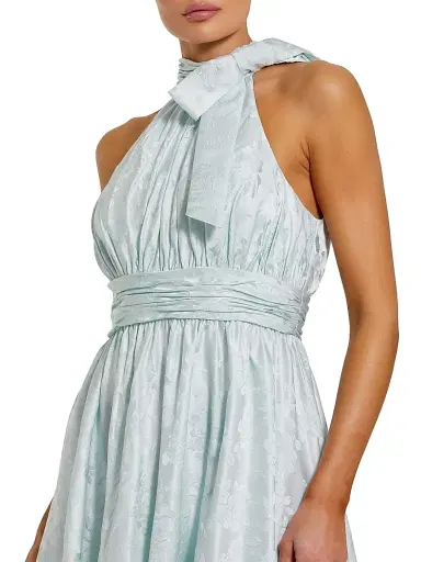 Mac Duggal Women's Floral Brocade Halterneck Gown - Powder Blue - Size 14 | Thumbnail 3