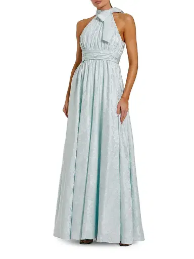 Mac Duggal Women's Floral Brocade Halterneck Gown - Powder Blue - Size 14 | Thumbnail 1