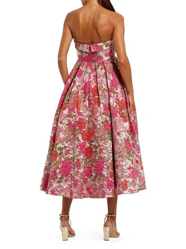 Mac Duggal Women's Floral Brocade Fit-&-Flare Strapless Midi-Dress - Pink Multi - Size 16 | Thumbnail 2