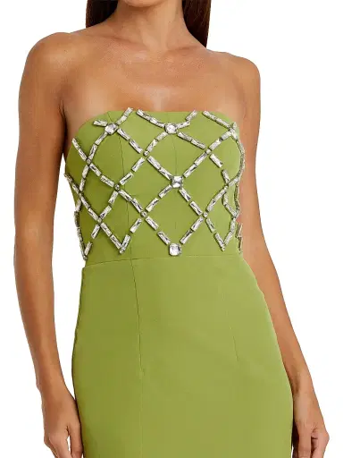 Mac Duggal Women's Embellished Crepe Strapless Maxi Dress - Apple Green - Size 14 | Thumbnail 3 Mac Duggal Women's Embellished Crepe Strapless Maxi Dress - Apple Green - Size 14 | Thumbnail 3