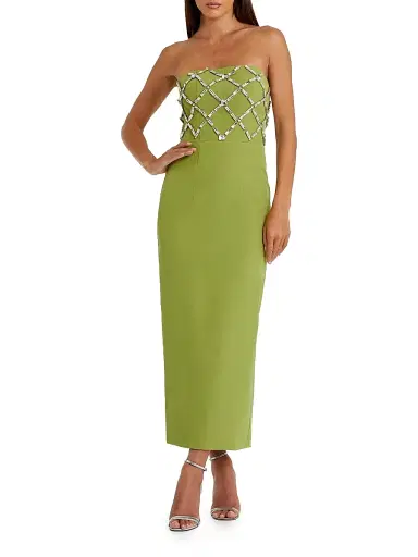 Mac Duggal Women's Embellished Crepe Strapless Maxi Dress - Apple Green - Size 14 | Thumbnail 1 Mac Duggal Women's Embellished Crepe Strapless Maxi Dress - Apple Green - Size 14 | Thumbnail 1