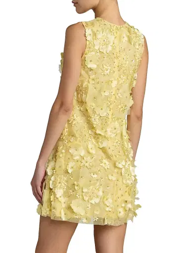 Mac Duggal Women's Floral-Embellished Mesh Trapeze Minidress - Yellow - Size Large | Thumbnail 2 Mac Duggal Women's Floral-Embellished Mesh Trapeze Minidress - Yellow - Size Large | Thumbnail 2