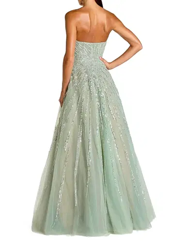 Mac Duggal Women's Embellished Mesh Strapless Ball Gown - Seafoam - Size 12 | Thumbnail 2 Mac Duggal Women's Embellished Mesh Strapless Ball Gown - Seafoam - Size 12 | Thumbnail 2