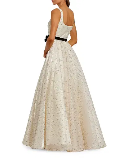 Mac Duggal Women's Polka Dot Organza Fit & Flare Ball Gown - Ivory - Size 14 | Thumbnail 2