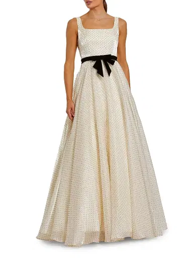 Mac Duggal Women's Polka Dot Organza Fit & Flare Ball Gown - Ivory - Size 14 | Thumbnail 1