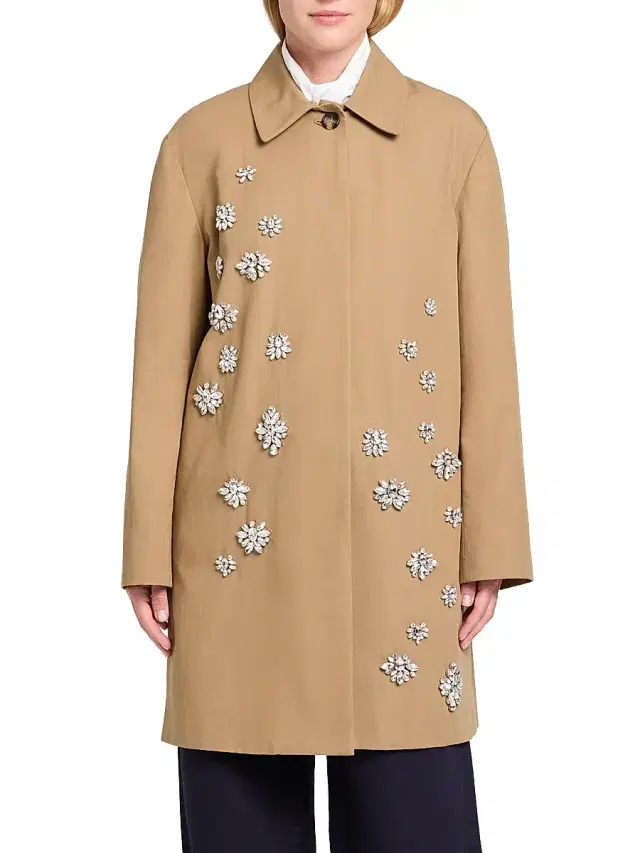 Women's Edinburgh Crystal-Embellished Car Coat - British Khaki
