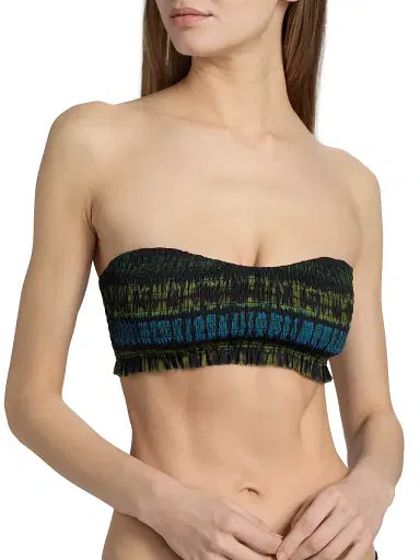 Ulla Johnson Women's Marseille Smocked Bikini Top - Lagoon - Size XL | Thumbnail 6 Ulla Johnson Women's Marseille Smocked Bikini Top - Lagoon - Size XL | Thumbnail 6