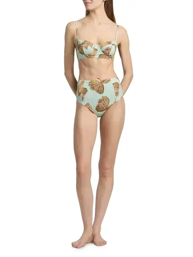Ulla Johnson Women's Zahara High-Waisted Bikini Bottom - Water Blossoms - Size Large | Thumbnail 2