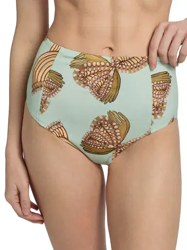 Ulla Johnson Women's Zahara High-Waisted Bikini Bottom - Water Blossoms - Size Large | Thumbnail 5