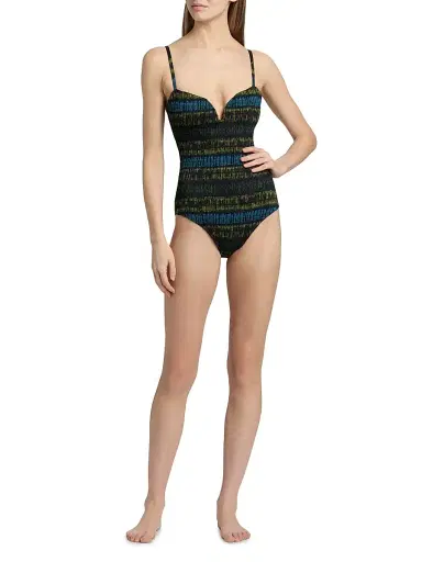 Ulla Johnson Women's Biarritz Smocked One-Piece Swimsuit - Lagoon - Size Large | Thumbnail 2