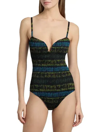 Ulla Johnson Women's Biarritz Smocked One-Piece Swimsuit - Lagoon - Size Large | Thumbnail 3