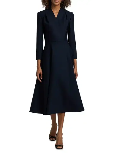 Oscar de la Renta Women's Long-Sleeve Wool Day Dress | Thumbnail 2 Oscar de la Renta Women's Long-Sleeve Wool Day Dress | Thumbnail 2