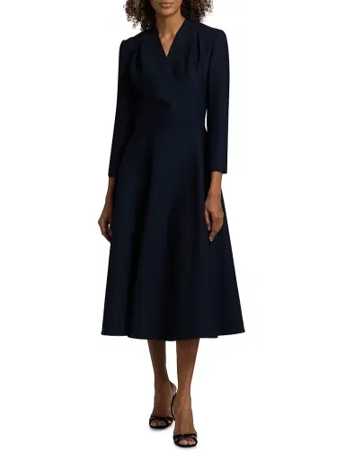 Oscar de la Renta Women's Long-Sleeve Wool Day Dress | Thumbnail 3 Oscar de la Renta Women's Long-Sleeve Wool Day Dress | Thumbnail 3