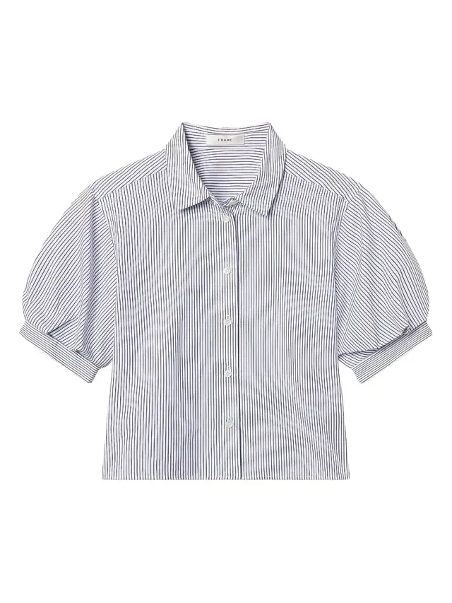 FRAME Women's The Billow Striped Cotton Shirt - Navy Stripe