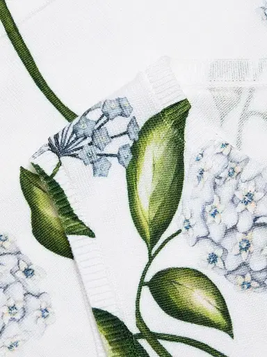 Oscar de la Renta Women's Porcelain Flower Cotton-Blend Sweater Tank - Denim White - Size XS | Thumbnail 6