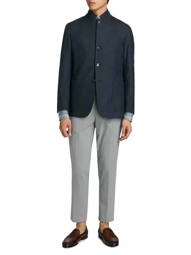 Saks Fifth Avenue Men's COLLECTION Wool-Blend Woven Sport Coat - Navy - Size 48 | Thumbnail 2
