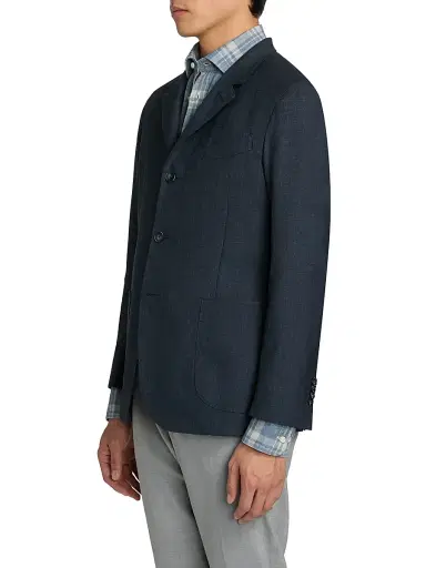 Saks Fifth Avenue Men's COLLECTION Wool-Blend Woven Sport Coat - Navy - Size 48 | Thumbnail 4