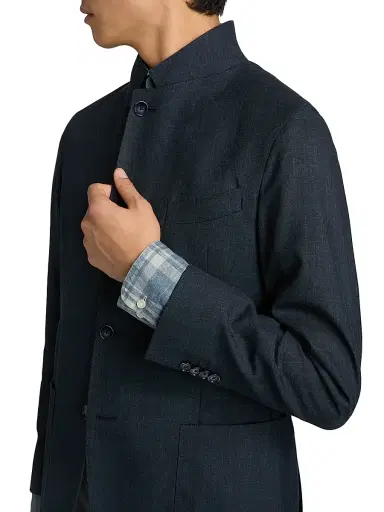 Saks Fifth Avenue Men's COLLECTION Wool-Blend Woven Sport Coat - Navy - Size 48 | Thumbnail 6
