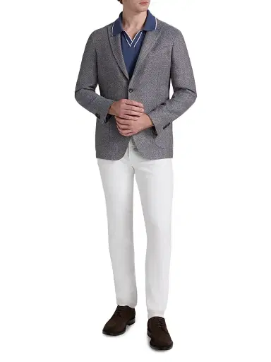 Saks Fifth Avenue Men's Herringbone Wool-Blend Sport Coat - Dark Beige Pink - Size 44 | Thumbnail 2