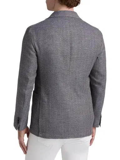 Saks Fifth Avenue Men's Herringbone Wool-Blend Sport Coat - Dark Beige Pink - Size 44 | Thumbnail 5