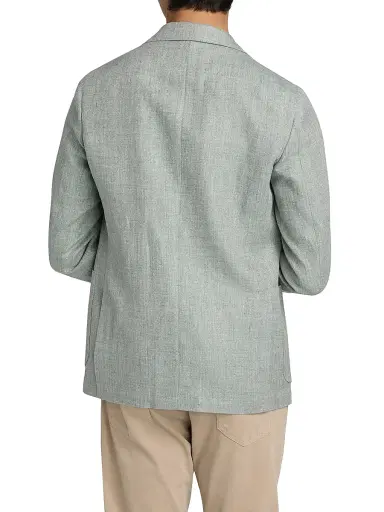 Saks Fifth Avenue Men's Chevron Linen-Wool Tailored Jacket - Green - Size 46 | Thumbnail 5