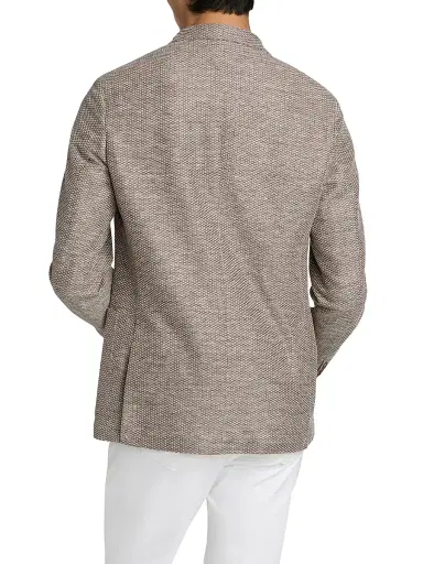 Saks Fifth Avenue Men's Linen-Cotton Textured Sport Coat - Dark Beige - Size 50 | Thumbnail 5