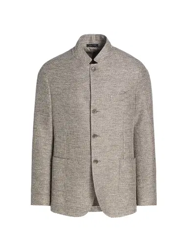 Saks Fifth Avenue Men's Linen-Cotton Textured Sport Coat - Dark Beige - Size 50 | Thumbnail 1