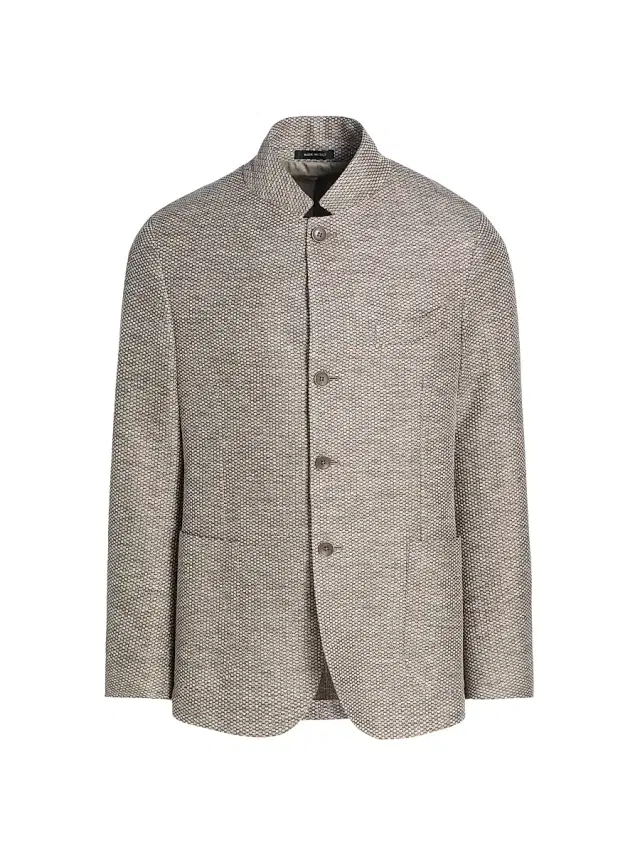 Men's Linen-Cotton Textured Sport Coat - Dark Beige