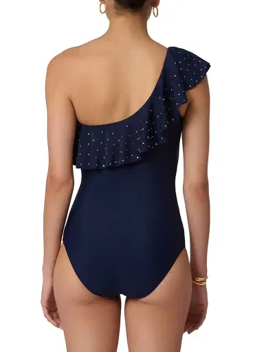 Shoshanna Women's Ruffle One-Shoulder One-Piece Swimsuit - Navy | Thumbnail 3 Shoshanna Women's Ruffle One-Shoulder One-Piece Swimsuit - Navy | Thumbnail 3