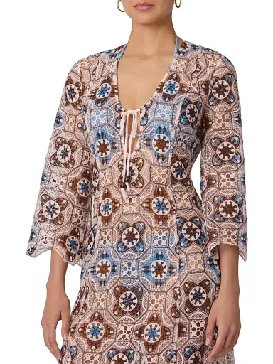 Shoshanna Women's Cannes Crochet Cover-Up Midi-Dress - Mocha Multi | Thumbnail 4 Shoshanna Women's Cannes Crochet Cover-Up Midi-Dress - Mocha Multi | Thumbnail 4