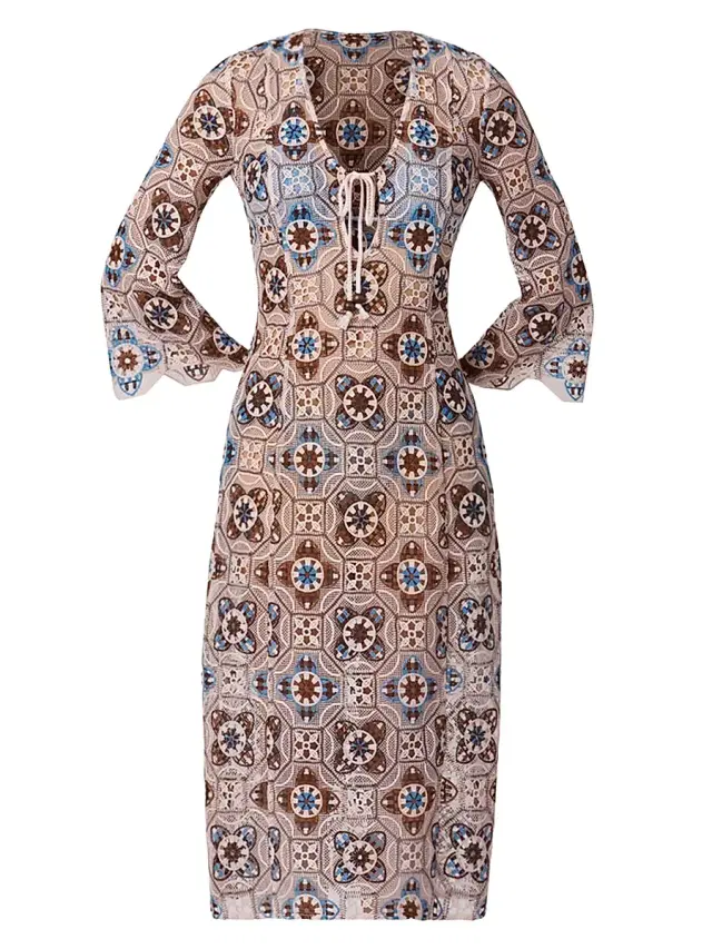 Shoshanna Women's Cannes Crochet Cover-Up Midi-Dress - Mocha Multi