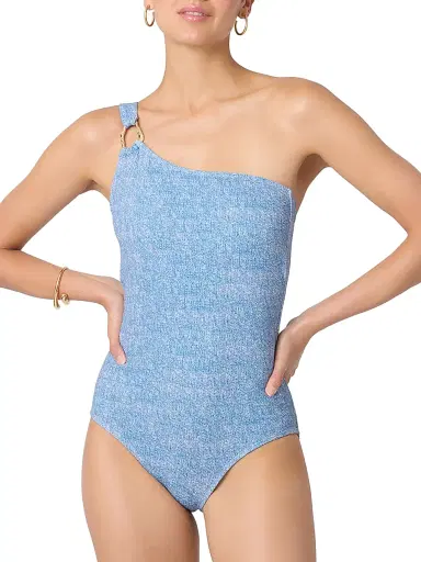 Shoshanna Women's Ring One-Shoulder One-Piece Swimsuit - Denim | Thumbnail 2 Shoshanna Women's Ring One-Shoulder One-Piece Swimsuit - Denim | Thumbnail 2