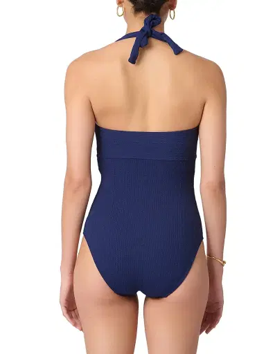 Shoshanna Women's Retro Halter One-Piece Swimsuit - Navy | Thumbnail 3 Shoshanna Women's Retro Halter One-Piece Swimsuit - Navy | Thumbnail 3