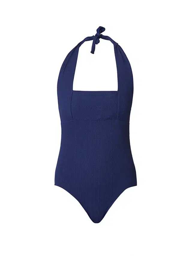 Shoshanna Women's Retro Halter One-Piece Swimsuit - Navy