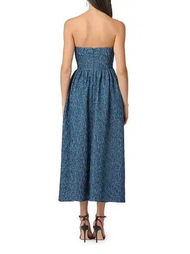 Shoshanna Women's Sanders Asymmetric Metallic Jacquard Strapless Gown | Thumbnail 3