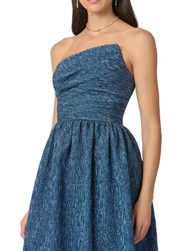 Shoshanna Women's Sanders Asymmetric Metallic Jacquard Strapless Gown | Thumbnail 4
