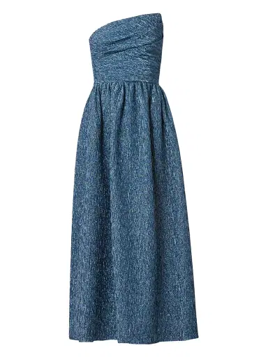 Shoshanna Women's Sanders Asymmetric Metallic Jacquard Strapless Gown | Thumbnail 1