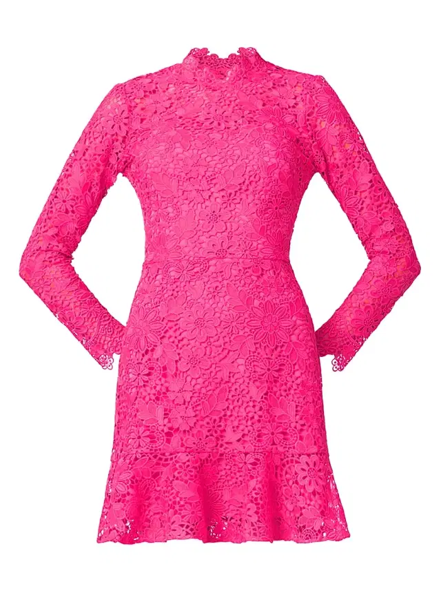 Shoshanna Women's Gracie Lace-Trim A-Line Minidress - Magenta