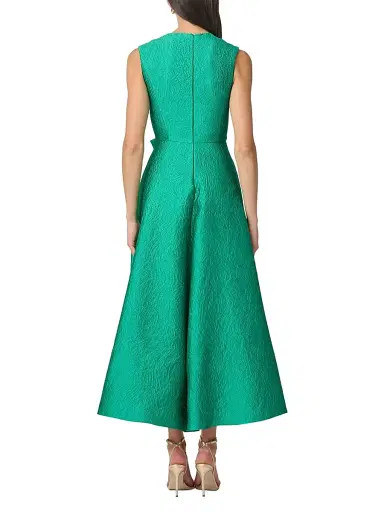 Shoshanna Women's Laura Bow-Appliqué Ruffled Jacquard Gown - Emerald | Thumbnail 3 Shoshanna Women's Laura Bow-Appliqué Ruffled Jacquard Gown - Emerald | Thumbnail 3