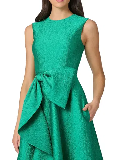 Shoshanna Women's Laura Bow-Appliqué Ruffled Jacquard Gown - Emerald | Thumbnail 4 Shoshanna Women's Laura Bow-Appliqué Ruffled Jacquard Gown - Emerald | Thumbnail 4