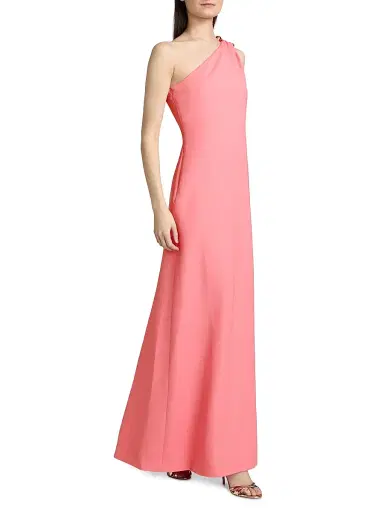 MONIQUE LHUILLIER Women's Draped Wool-Silk One-Shoulder Gown | Thumbnail 4