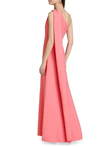MONIQUE LHUILLIER Women's Draped Wool-Silk One-Shoulder Gown | Thumbnail 5