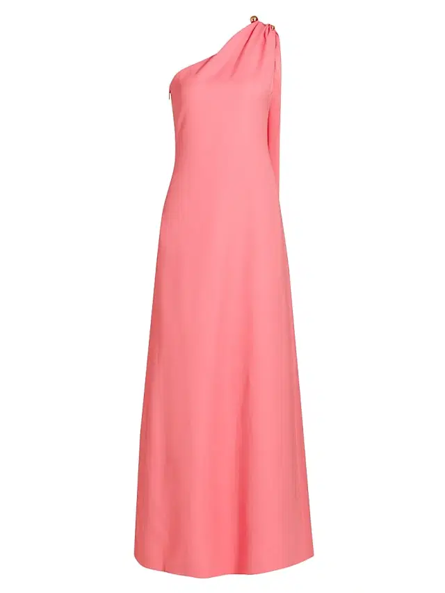 Monique Lhuillier Women's Draped Wool-Silk One-Shoulder Gown - Plumeria